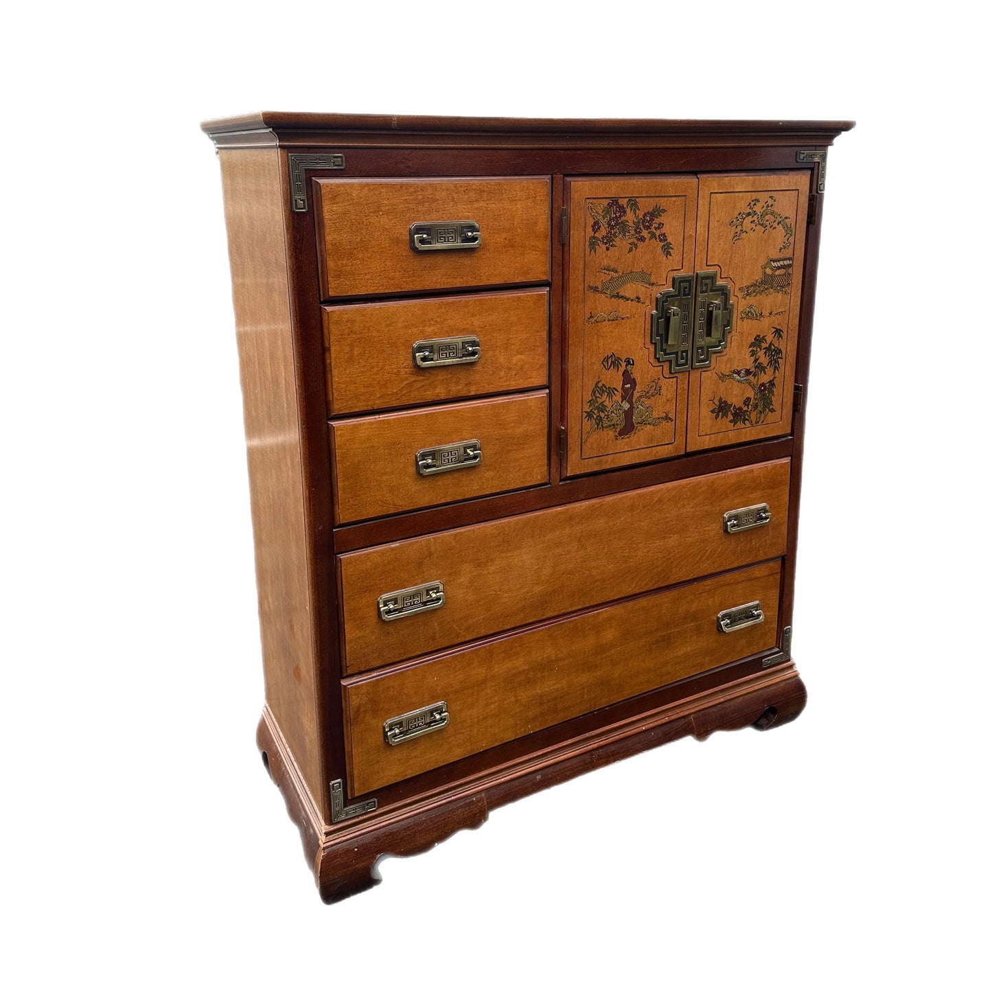 PAINT ME - Asian Inspired Vintage Campaign Armoire Cabinet Bar Dresser Accent