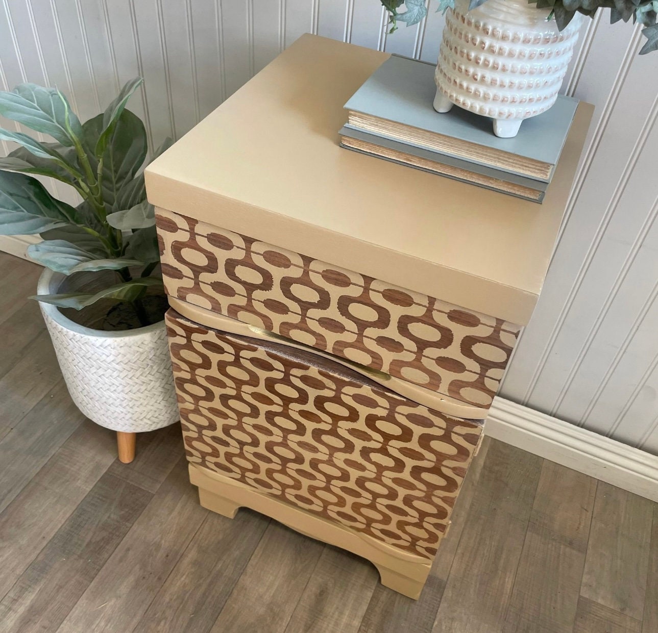 Mid Century Boho Solid Wood End Side Table Night Stand