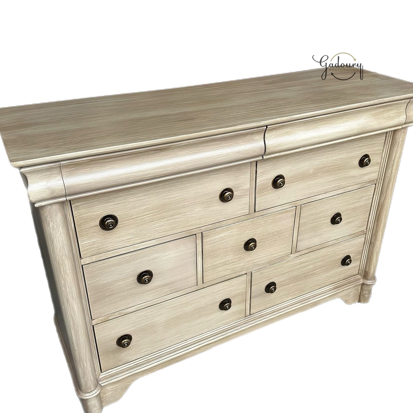 Pottery Barn Inspired Wood Tall Large Natural Wide Chest of Drawers Dresser 9 drawers