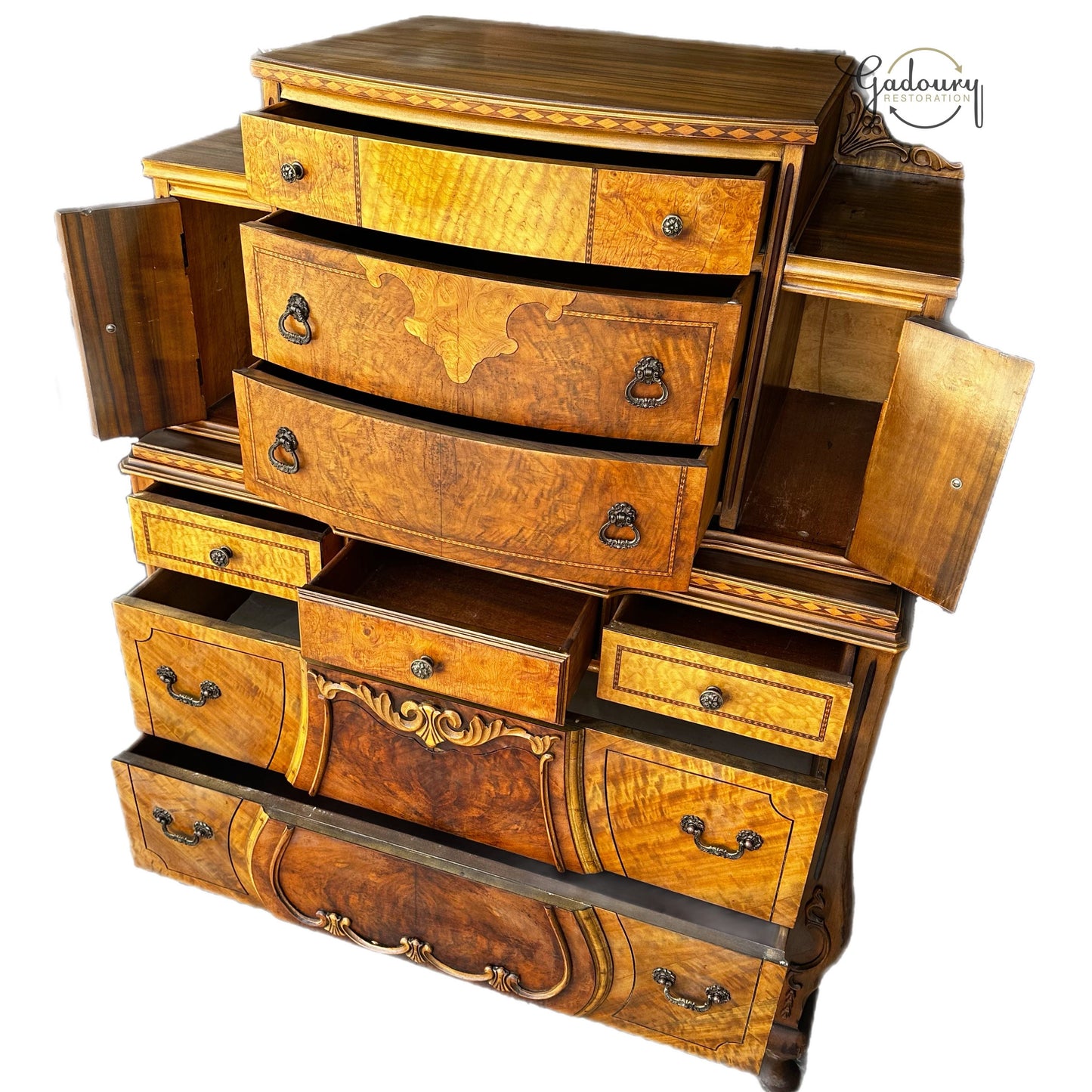 RESTORE/PAINT***free shipping ** Vintage Antique Royal French Beauty and the Beast Tall Dresser Cabinet Chest of Drawers Armoire Solid Wood