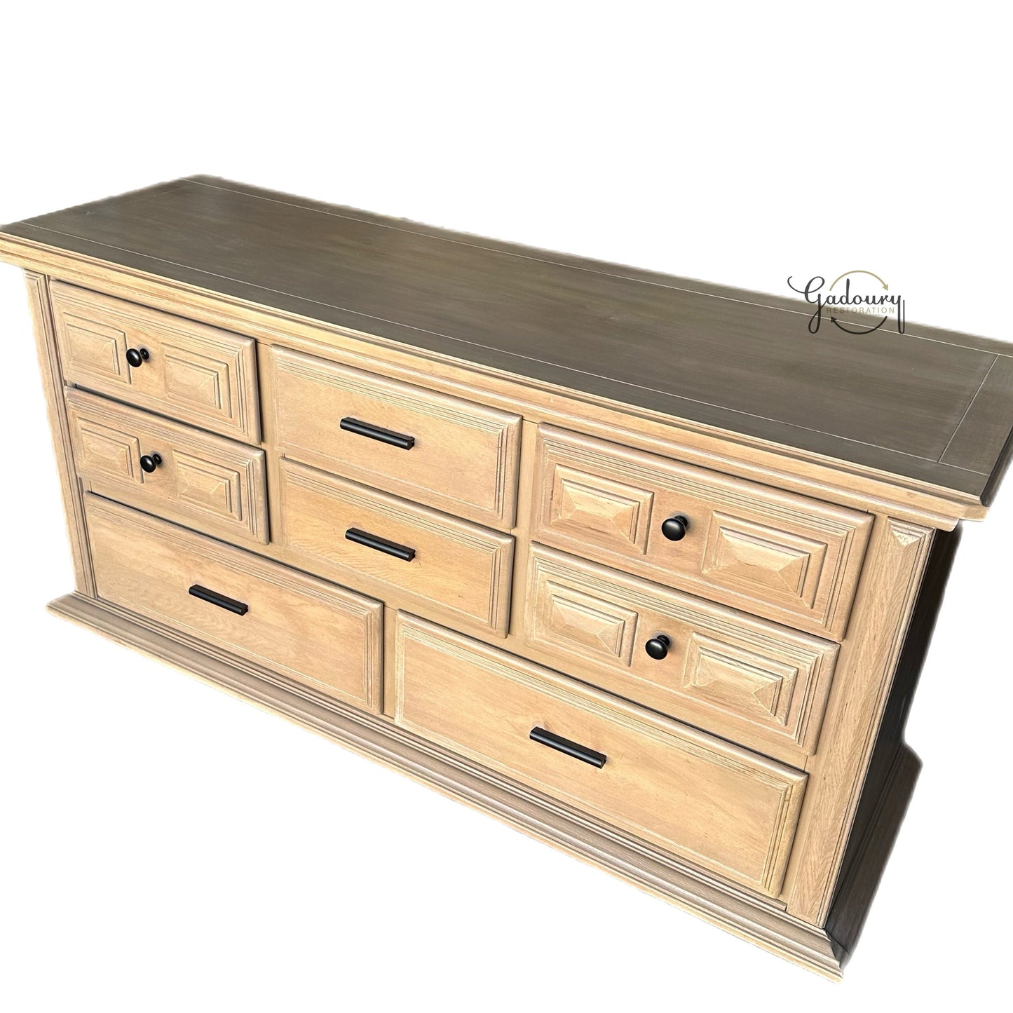 FREE SHIPPING ** Vintage Natural Solid Wood Long 8 Drawer Dresser Tv Stand Accent Entry Piece