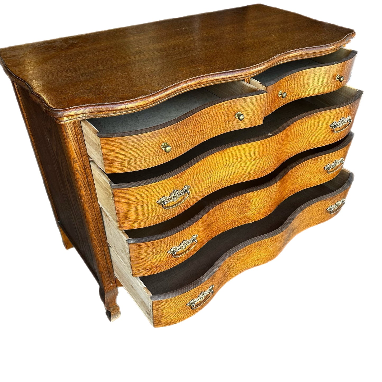 SOLD SOLD SOLD Do Not Purchase** Customize Restore/Paint Vintage Antique Serpentine French Solid Oak Chest of Drawers Dresser Mirror Small