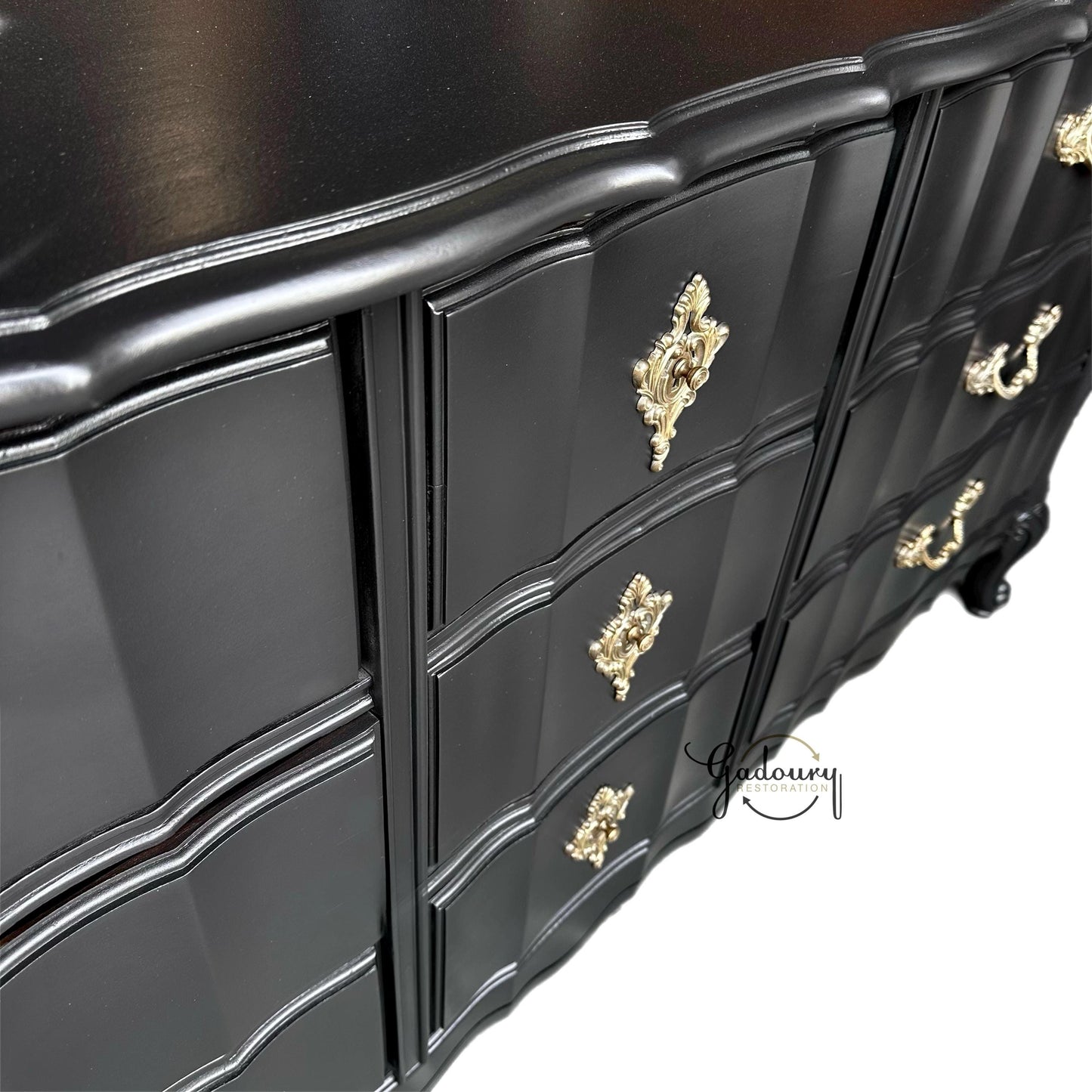 SOLD SOLD SOLD French Boardier Vintage Antique French Provincial Wood Chest of Drawers Long Do Not Buy- Example of Previous Work
