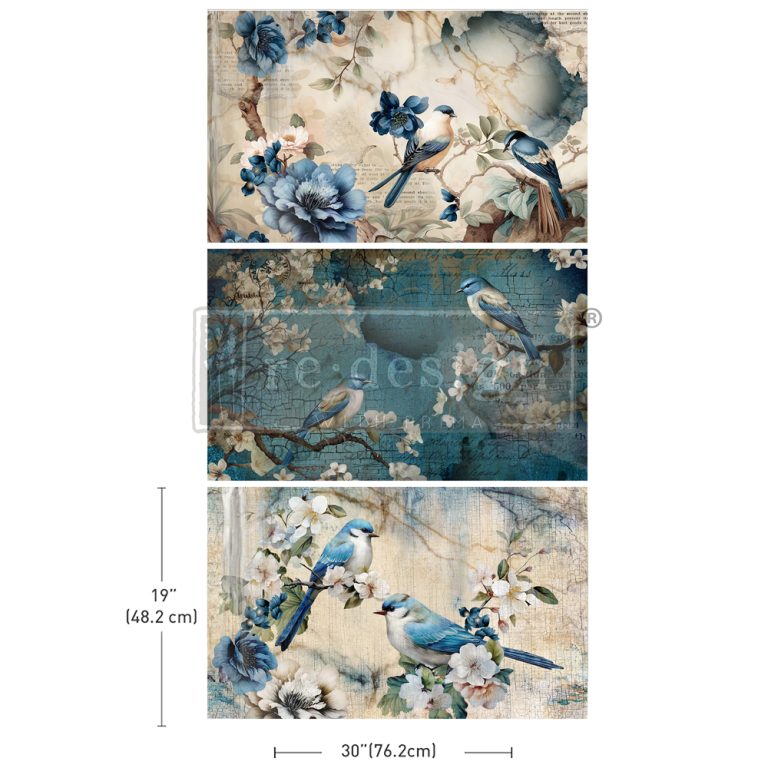 DECOUPAGE DECOR TISSUE PAPER PACK – SAPPHIRE WINGS – 3 SHEETS, 19.5″X30″ EACH