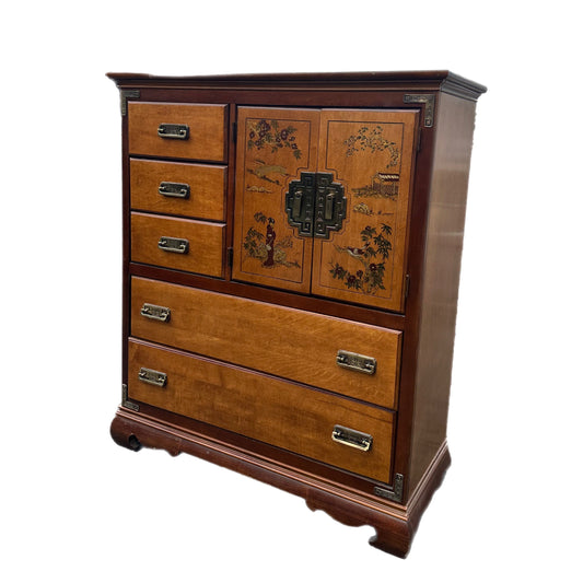 PAINT ME - Asian Inspired Vintage Campaign Armoire Cabinet Bar Dresser Accent