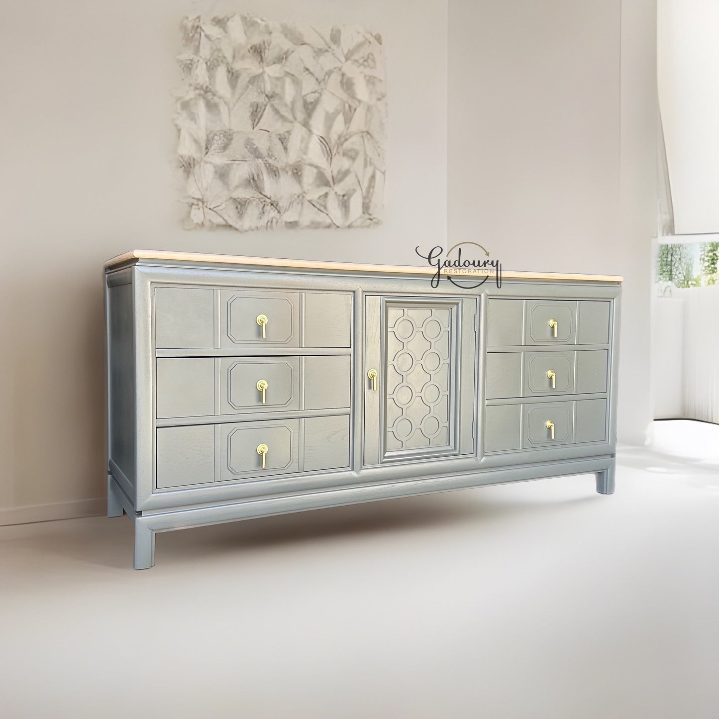 SOLD SOLD SOLD Thomasville Tamerlane Mid Century Modern Grey Wood 9 drawer Dresser Buffet Credenza Sideboard Do Not Purchase