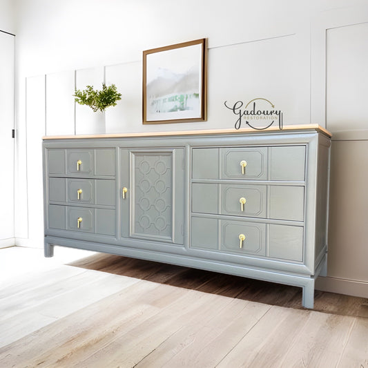 SOLD SOLD SOLD Thomasville Tamerlane Mid Century Modern Grey Wood 9 drawer Dresser Buffet Credenza Sideboard Do Not Purchase