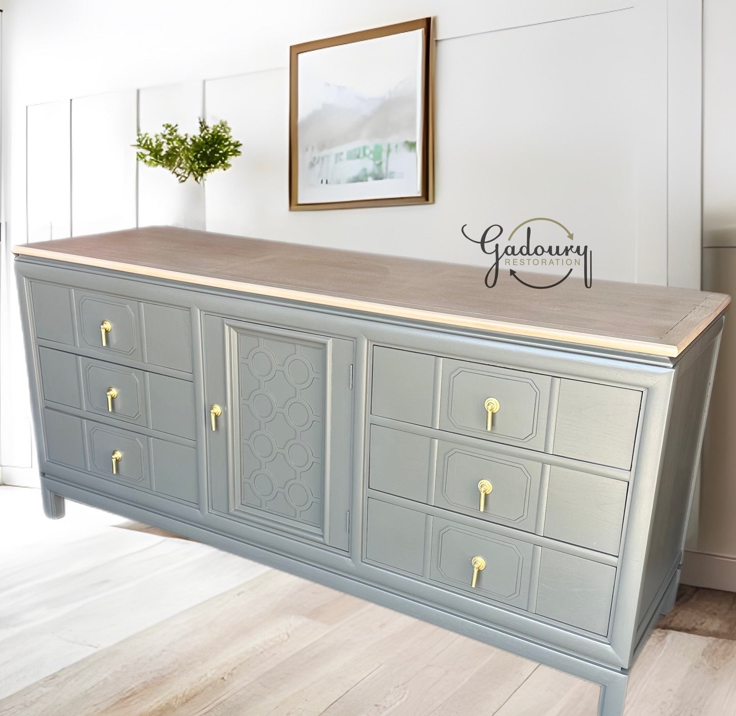 SOLD SOLD SOLD Thomasville Tamerlane Mid Century Modern Grey Wood 9 drawer Dresser Buffet Credenza Sideboard Do Not Purchase