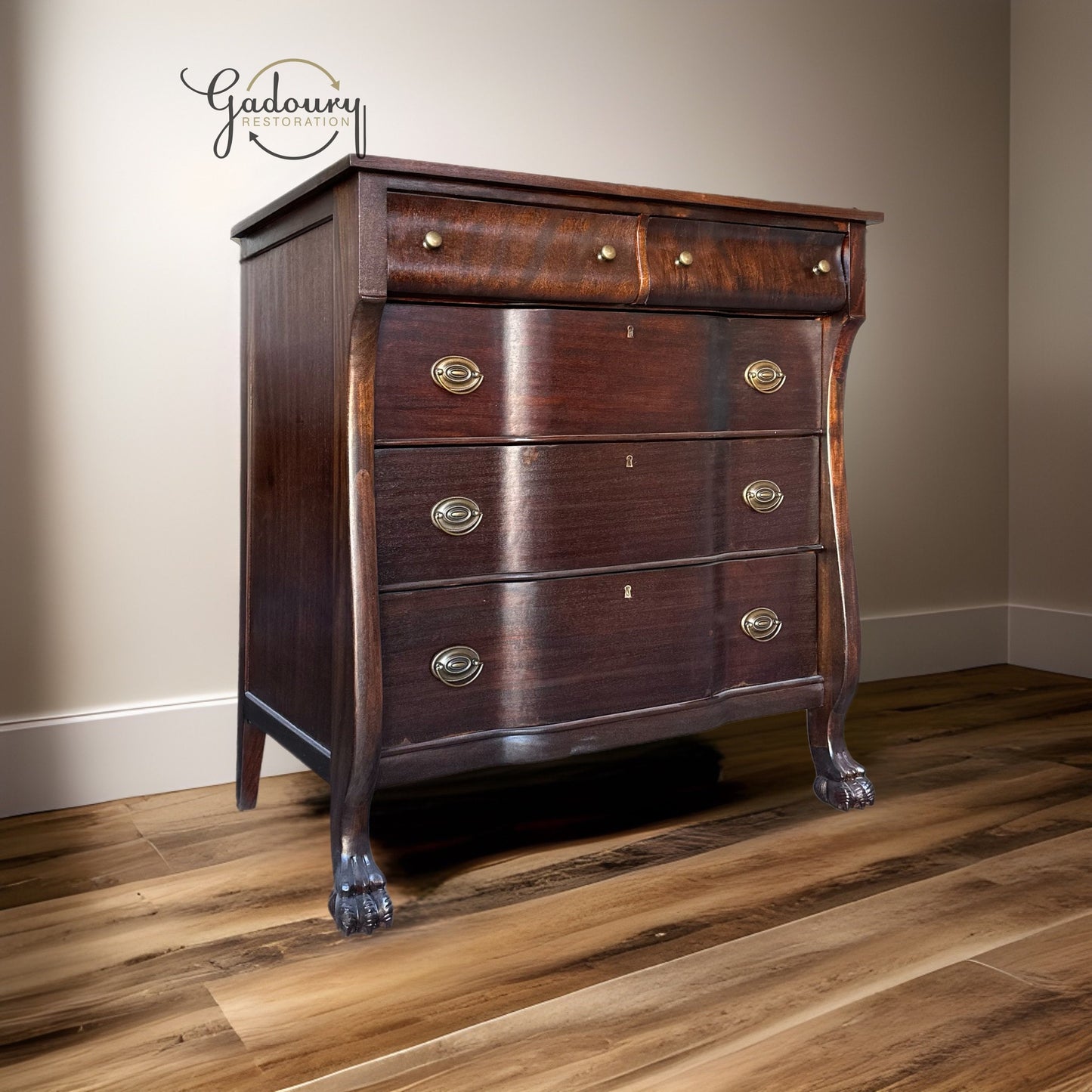FREE SHIPPING *** Vintage Empire chest of drawers 1900 Early Century Solid wood wood restored dresser claw foot