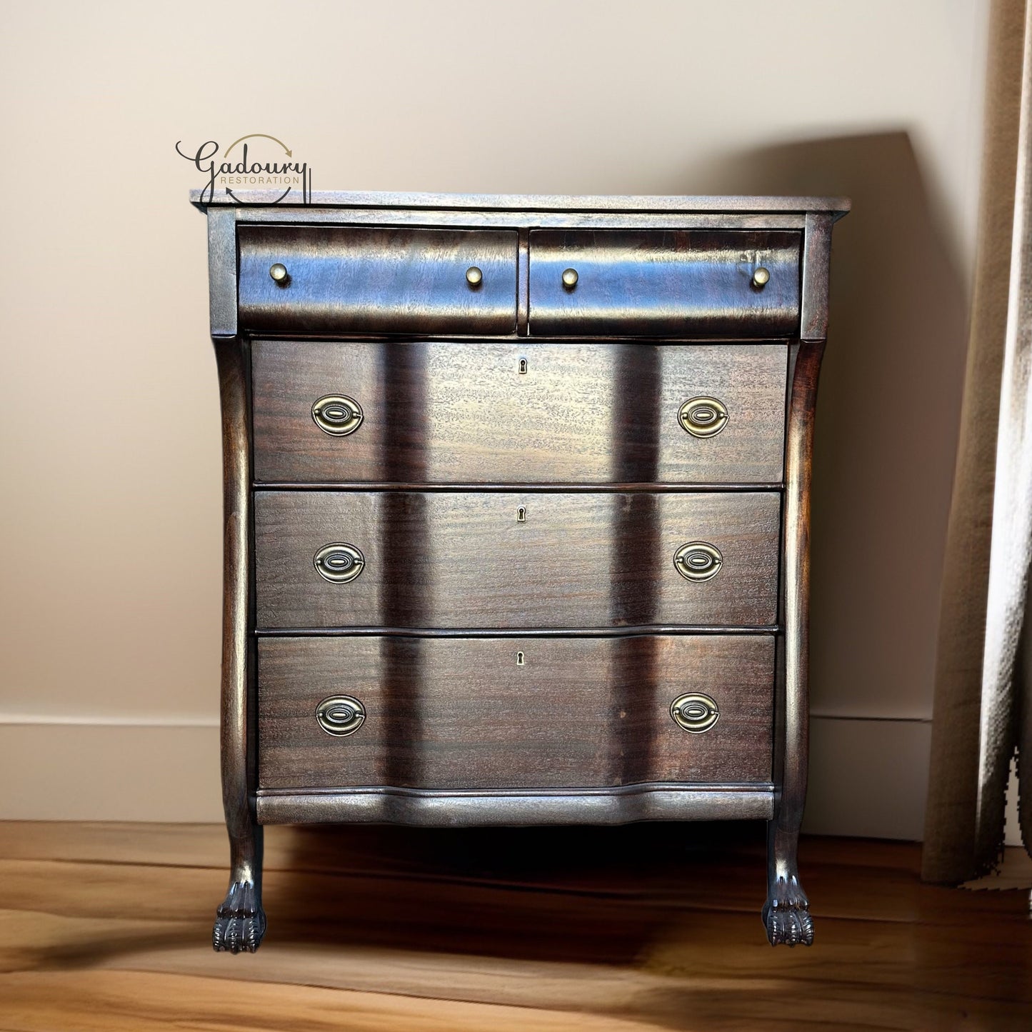 FREE SHIPPING *** Vintage Empire chest of drawers 1900 Early Century Solid wood wood restored dresser claw foot