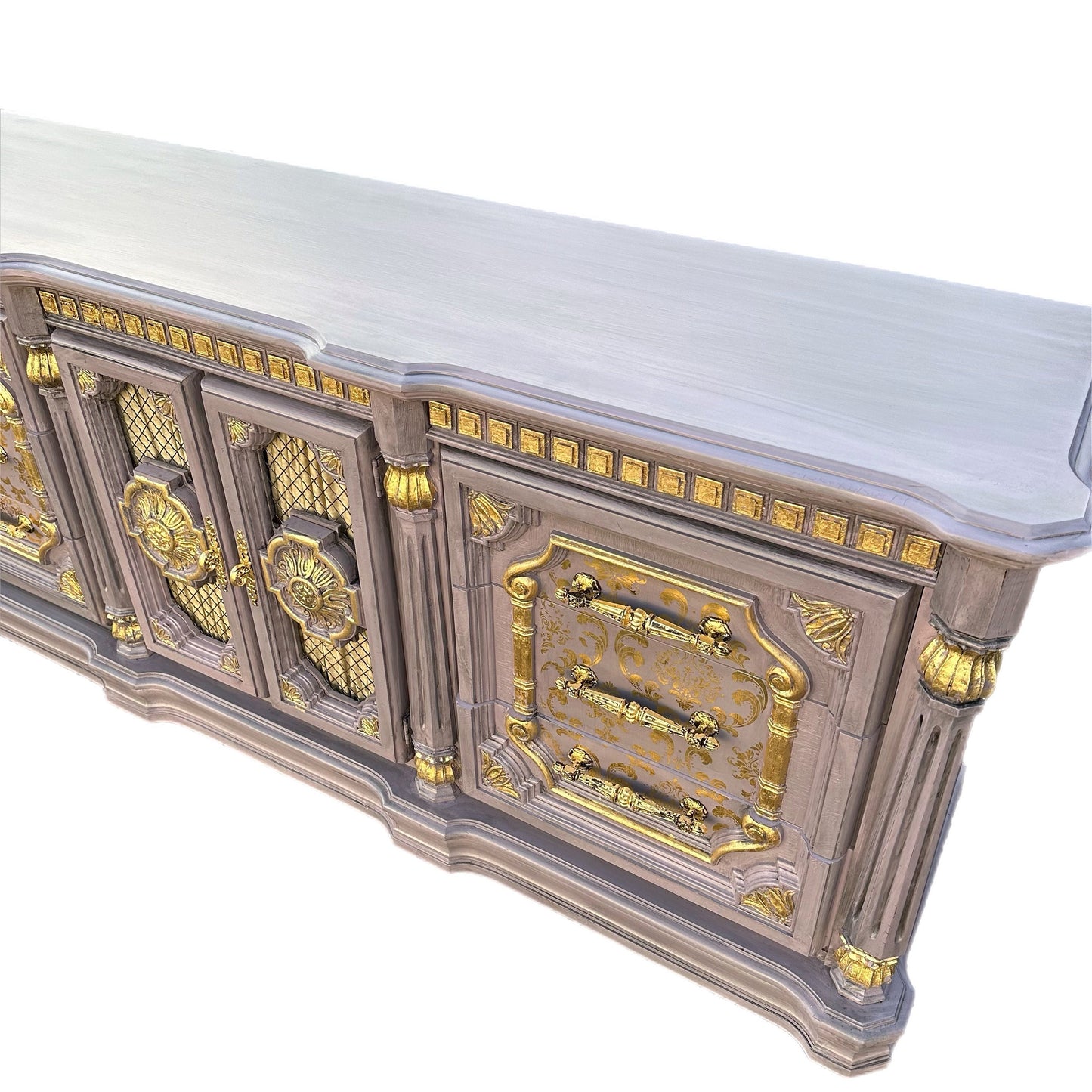 Sold Sold Sold ... Do NOT Purchase *** Romantic Glam Gold Purple Black Long French wood Curtain Dresser Tv stand Accent entertainment