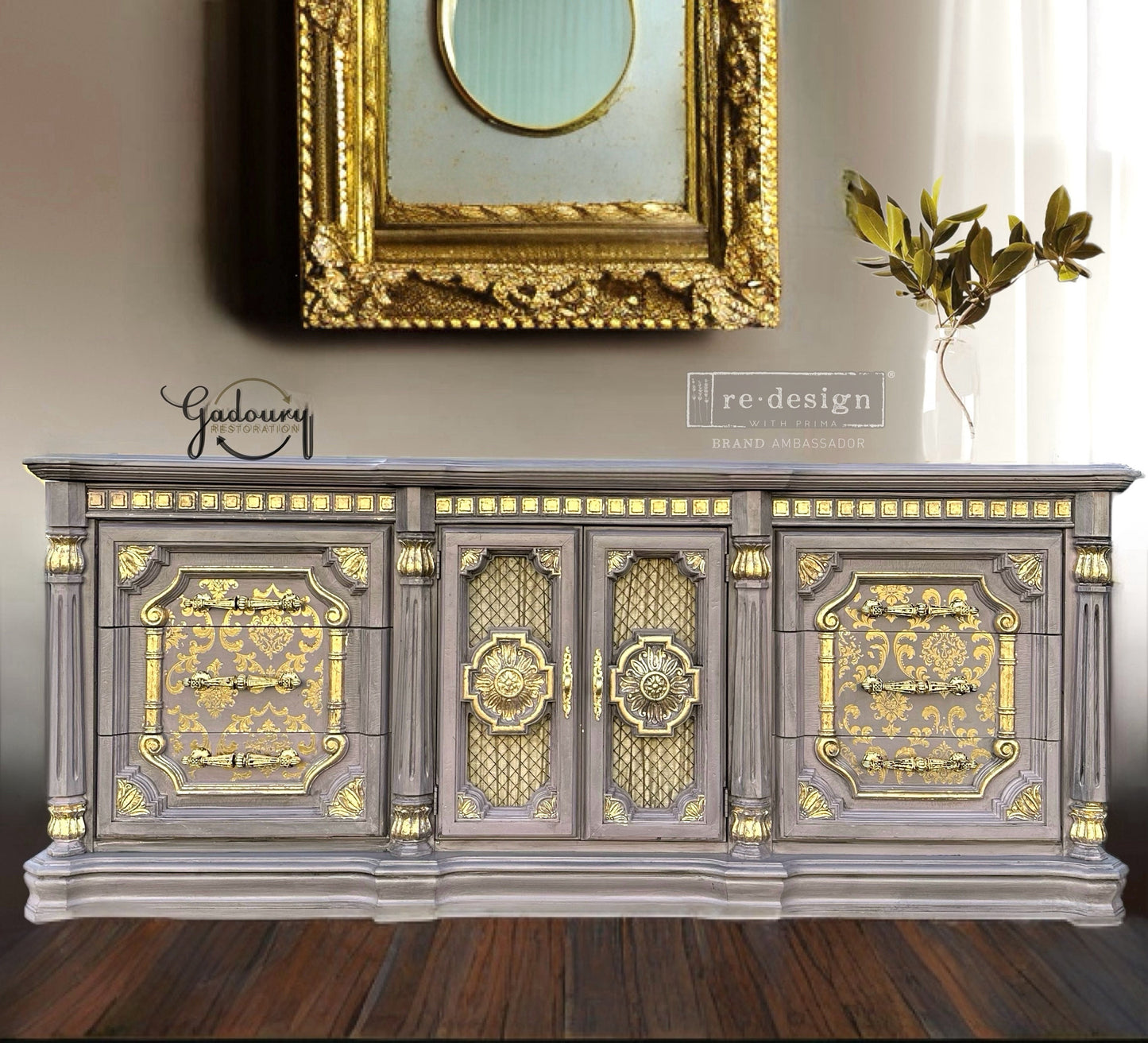 Sold Sold Sold ... Do NOT Purchase *** Romantic Glam Gold Purple Black Long French wood Curtain Dresser Tv stand Accent entertainment