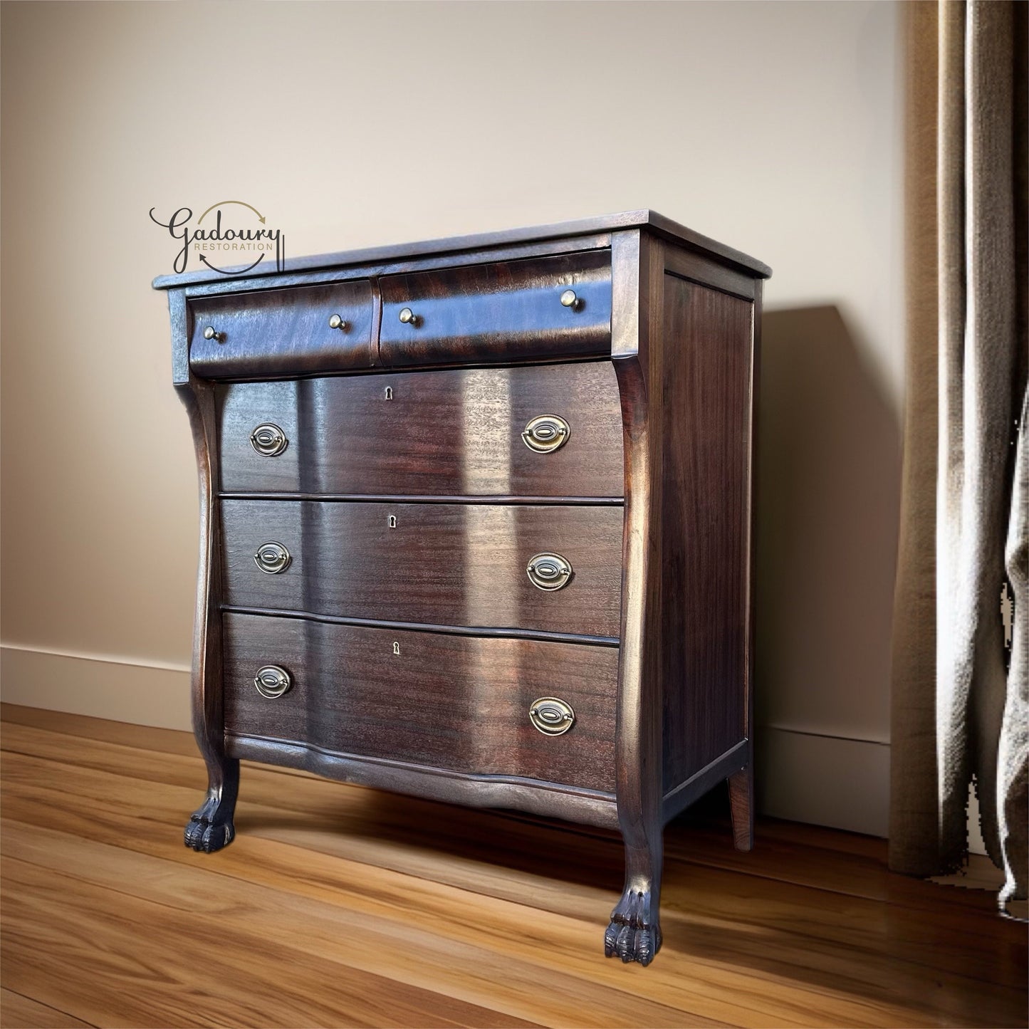 FREE SHIPPING *** Vintage Empire chest of drawers 1900 Early Century Solid wood wood restored dresser claw foot
