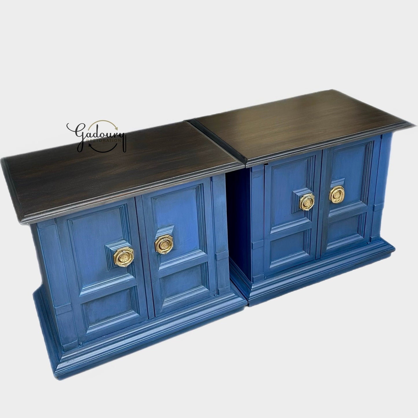 FREE SHIPPING *** Heritage vintage Antique solid wood Blue Black End Tables Side Tables Night Stands Modern Gold