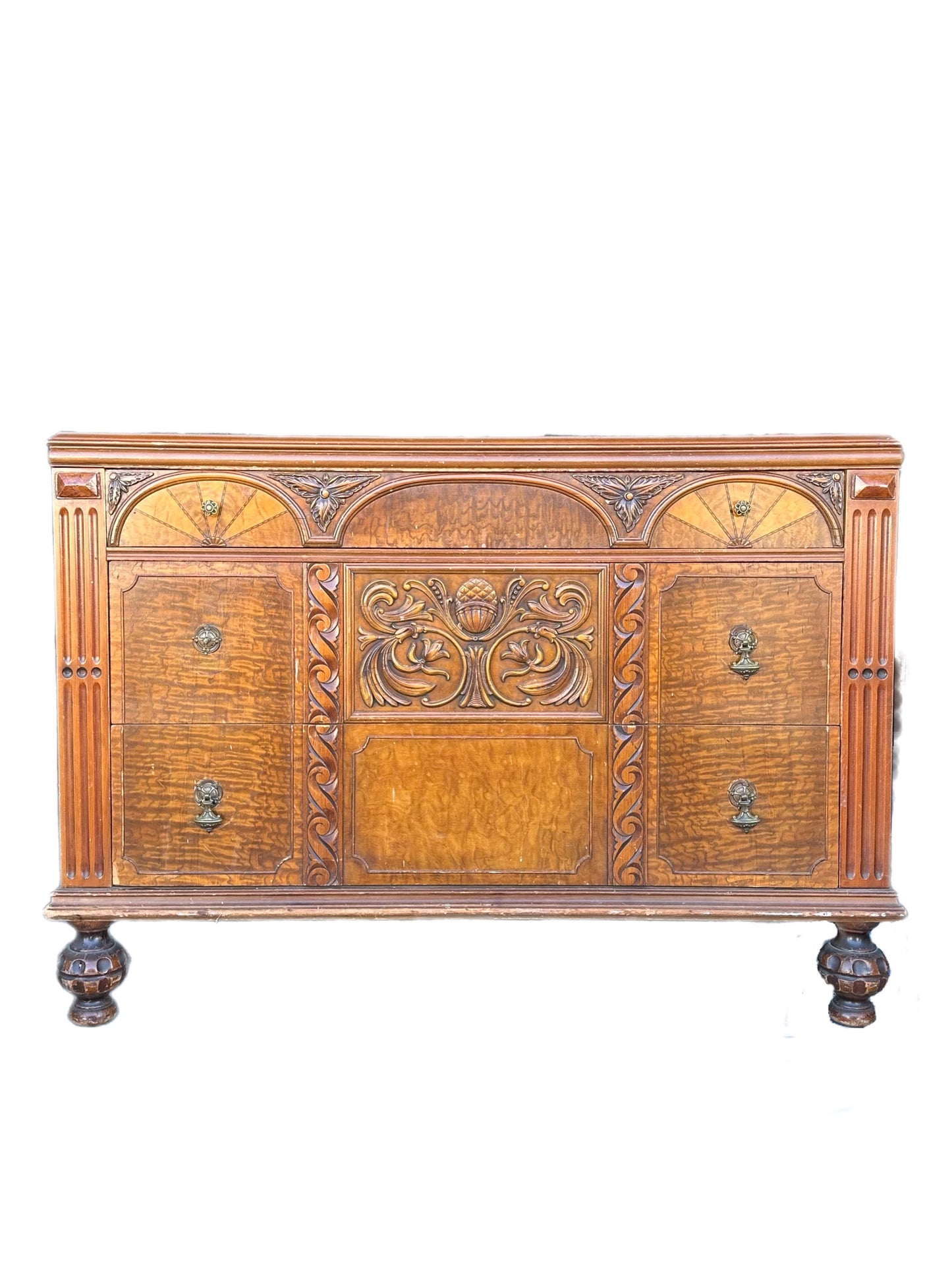RESTORE/ PAINT ** 1920's Vintage Solid Wood Gothic Ornate Antique Dresser Cabinet Chest of drawers vanity bureau
