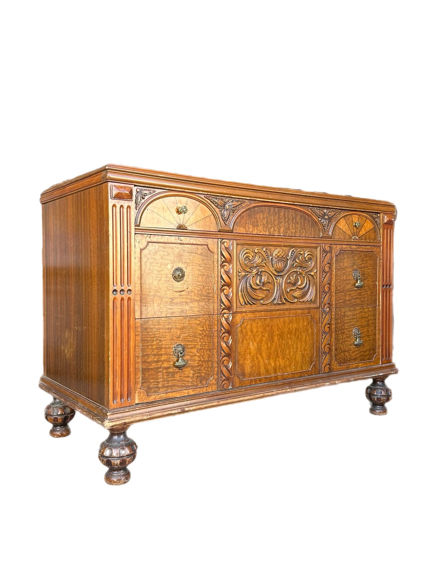 RESTORE/ PAINT ** 1920's Vintage Solid Wood Gothic Ornate Antique Dresser Cabinet Chest of drawers vanity bureau