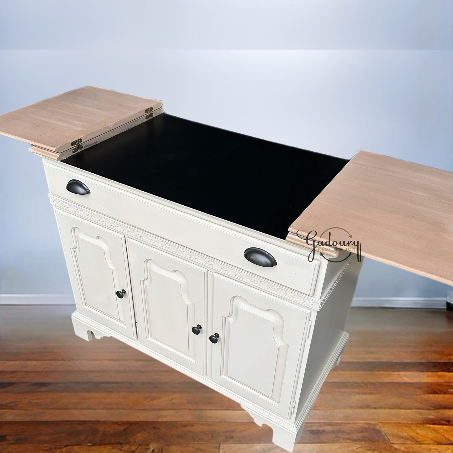 FREE SHIPPING *** Vintage Solid Wood Ethan Allen Modern Cream Serving Server Buffet table cabinet Coffee Bar
