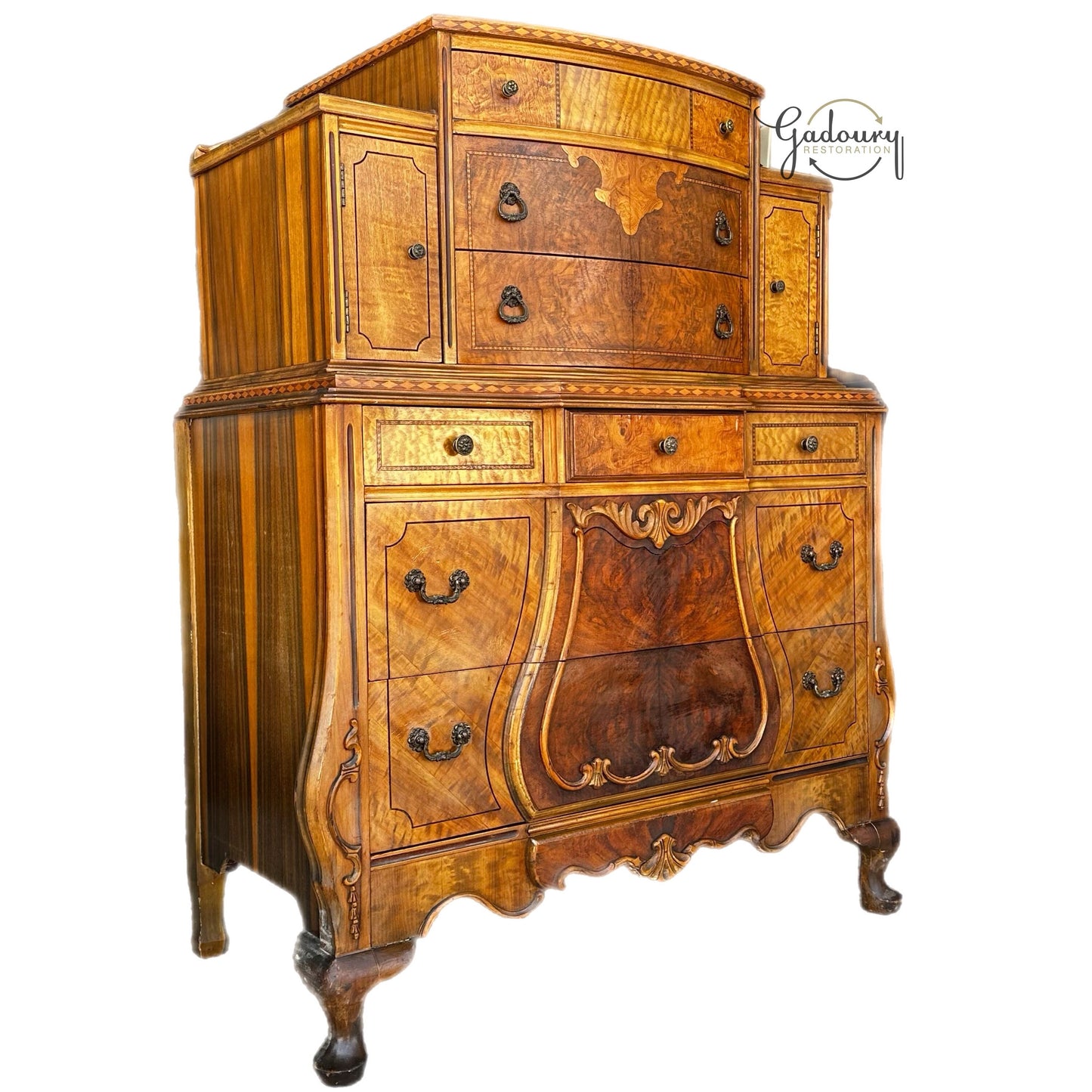 RESTORE/PAINT***free shipping ** Vintage Antique Royal French Beauty and the Beast Tall Dresser Cabinet Chest of Drawers Armoire Solid Wood