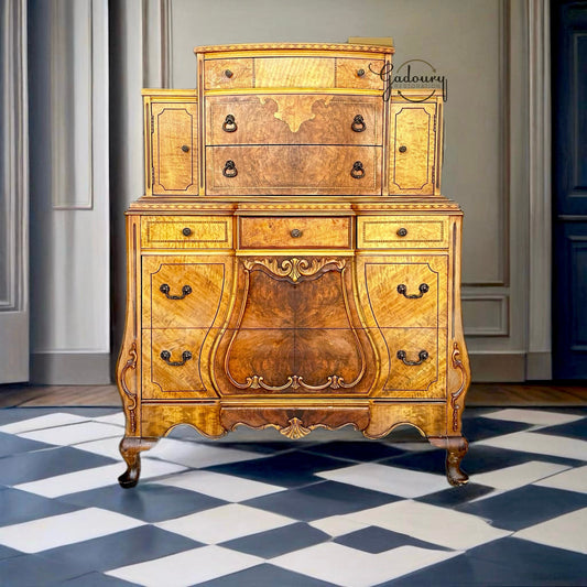RESTORE/PAINT***free shipping ** Vintage Antique Royal French Beauty and the Beast Tall Dresser Cabinet Chest of Drawers Armoire Solid Wood