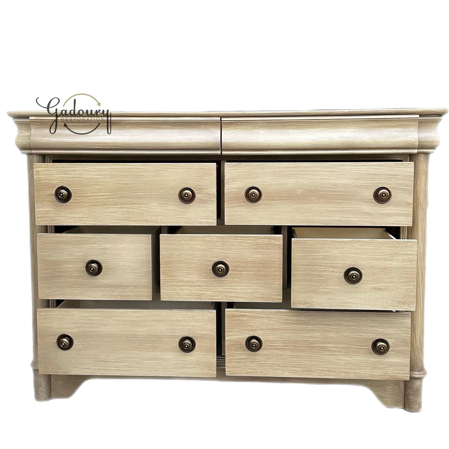 Pottery Barn Inspired Wood Tall Large Natural Wide Chest of Drawers Dresser  9 drawers