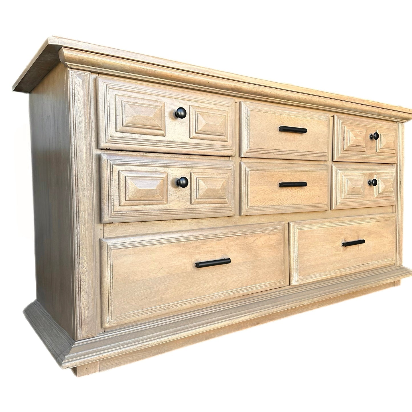 FREE SHIPPING ** Vintage Natural Solid Wood Long 8 Drawer Dresser Tv Stand Accent Entry Piece