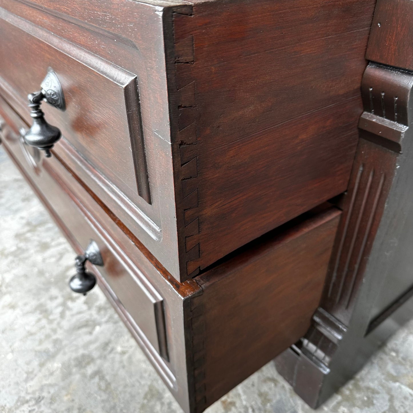 FREE SHIPPING*** Solid Wood EASTLAKE Dark Walnut Restored Vintage Antique Chest of Drawers Gothic Vanity Dresser Hall Mirror Granite