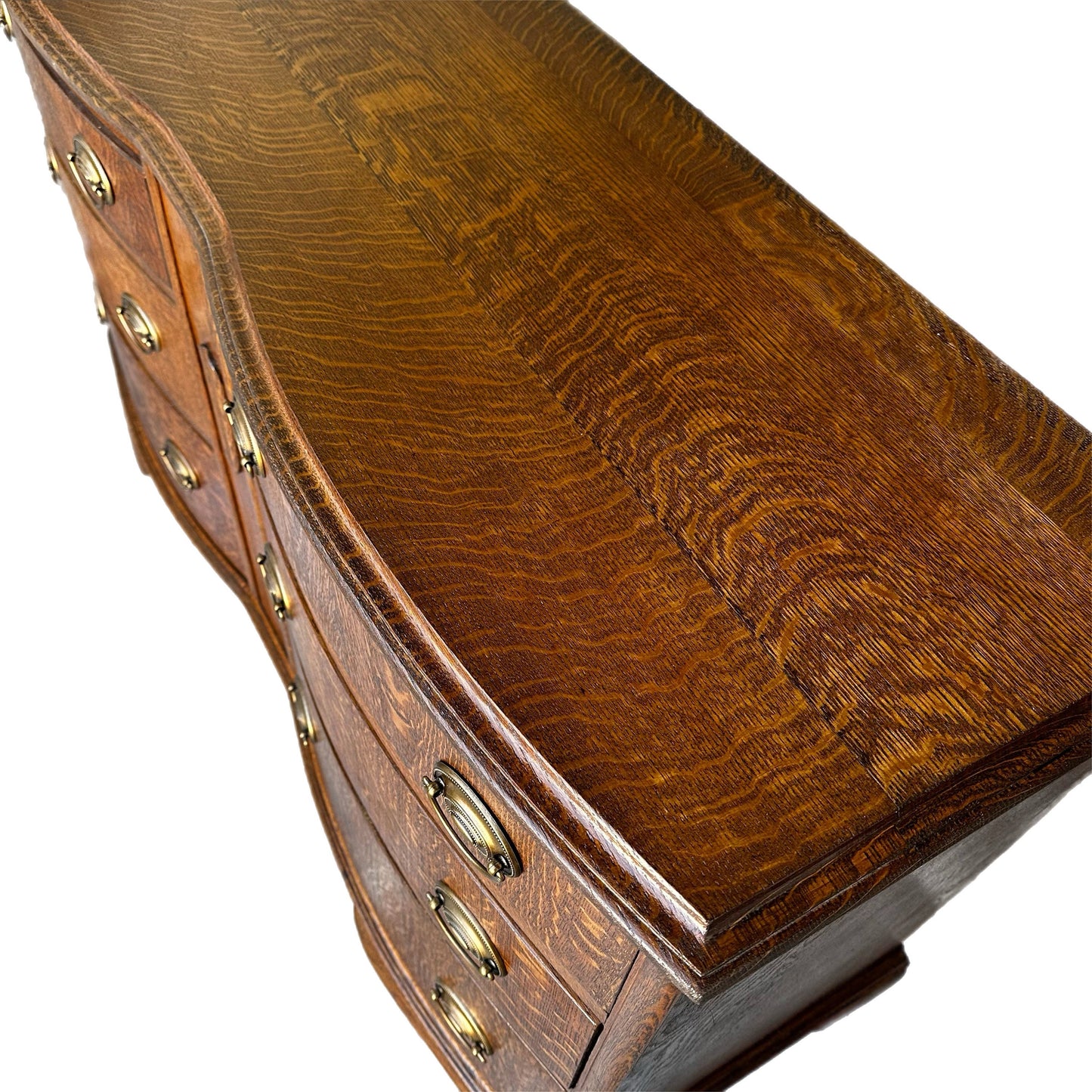 FREE SHIPPING *** Antique Vintage Solid Wood Tiger Oak FULLY Restored 6 Drawer Buffet Credenza Cabinet Dresser French Furniture