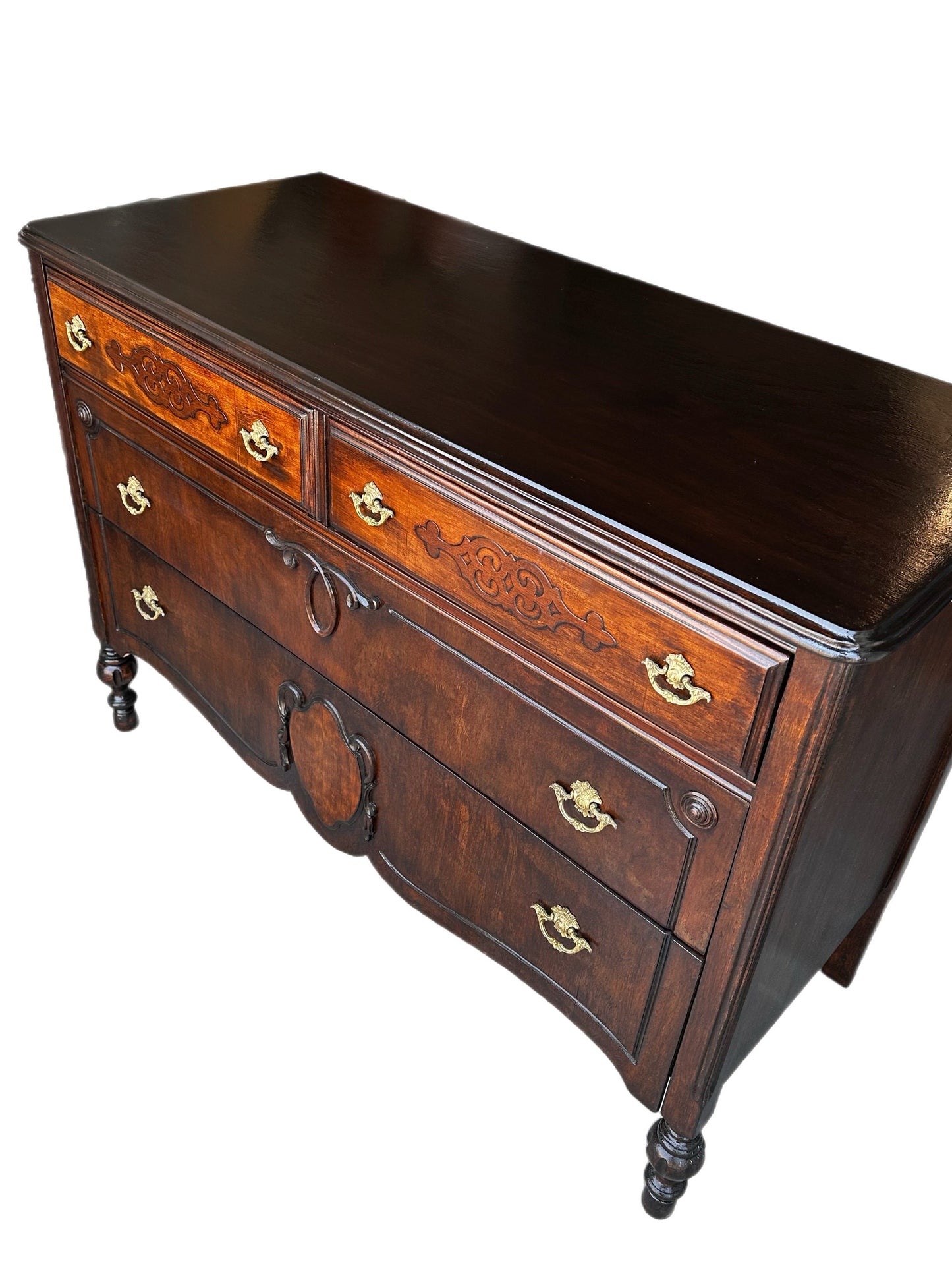 FREE SHIPPING *** Fully Restored Vintage Antique Solid Wood Ornate Gothic Chest of Drawers Vanity