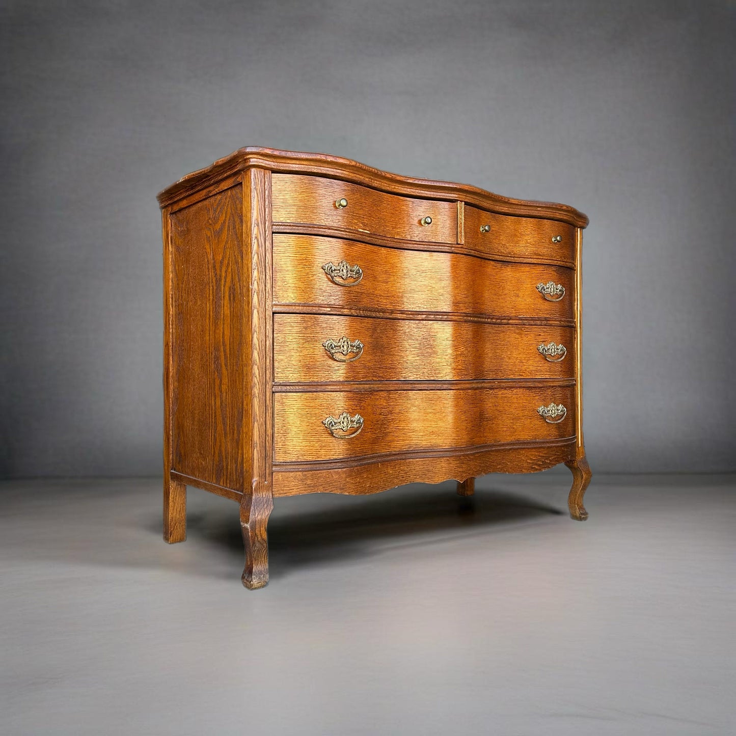 SOLD SOLD SOLD Do Not Purchase** Customize Restore/Paint Vintage Antique Serpentine French Solid Oak Chest of Drawers Dresser Mirror Small
