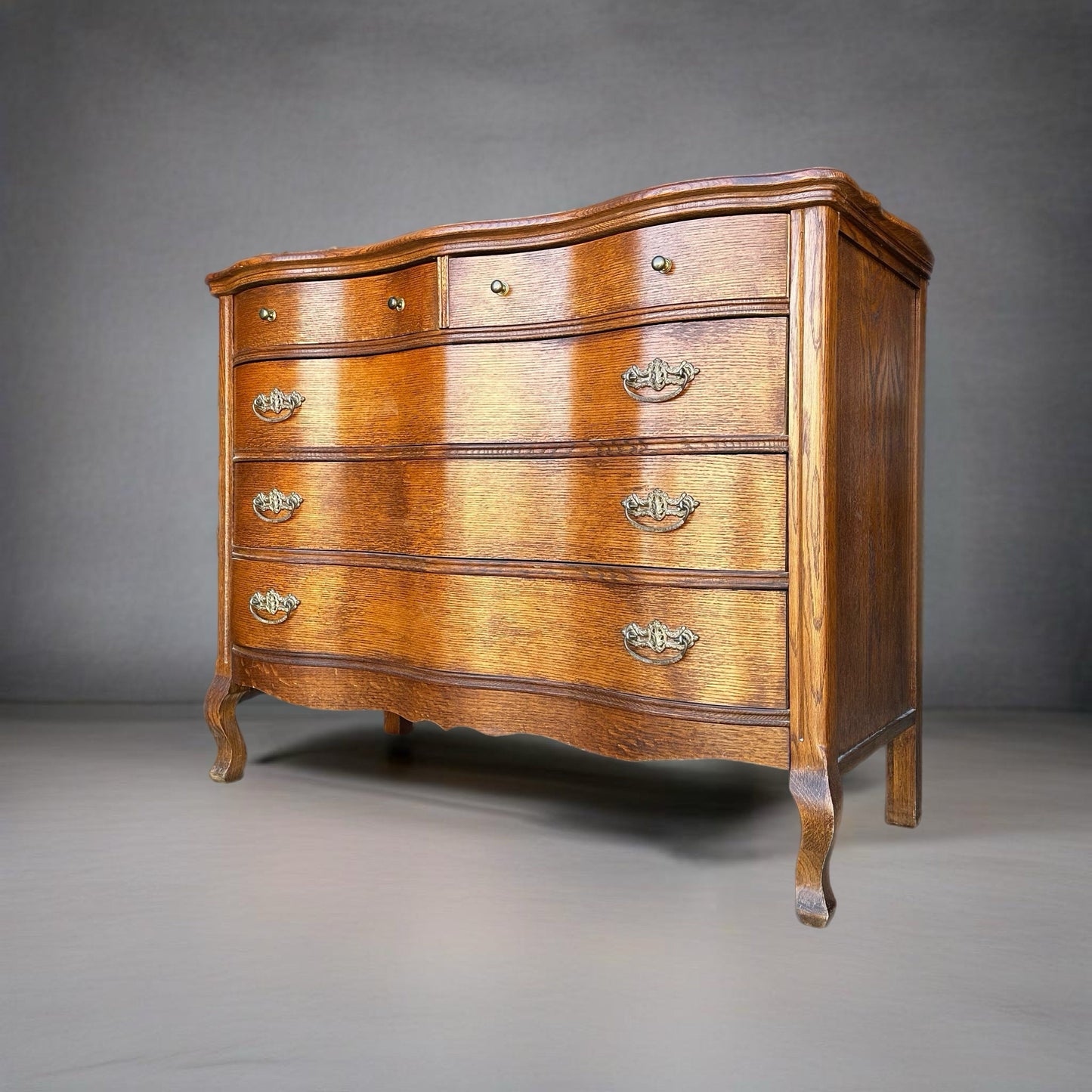 SOLD SOLD SOLD Do Not Purchase** Customize Restore/Paint Vintage Antique Serpentine French Solid Oak Chest of Drawers Dresser Mirror Small
