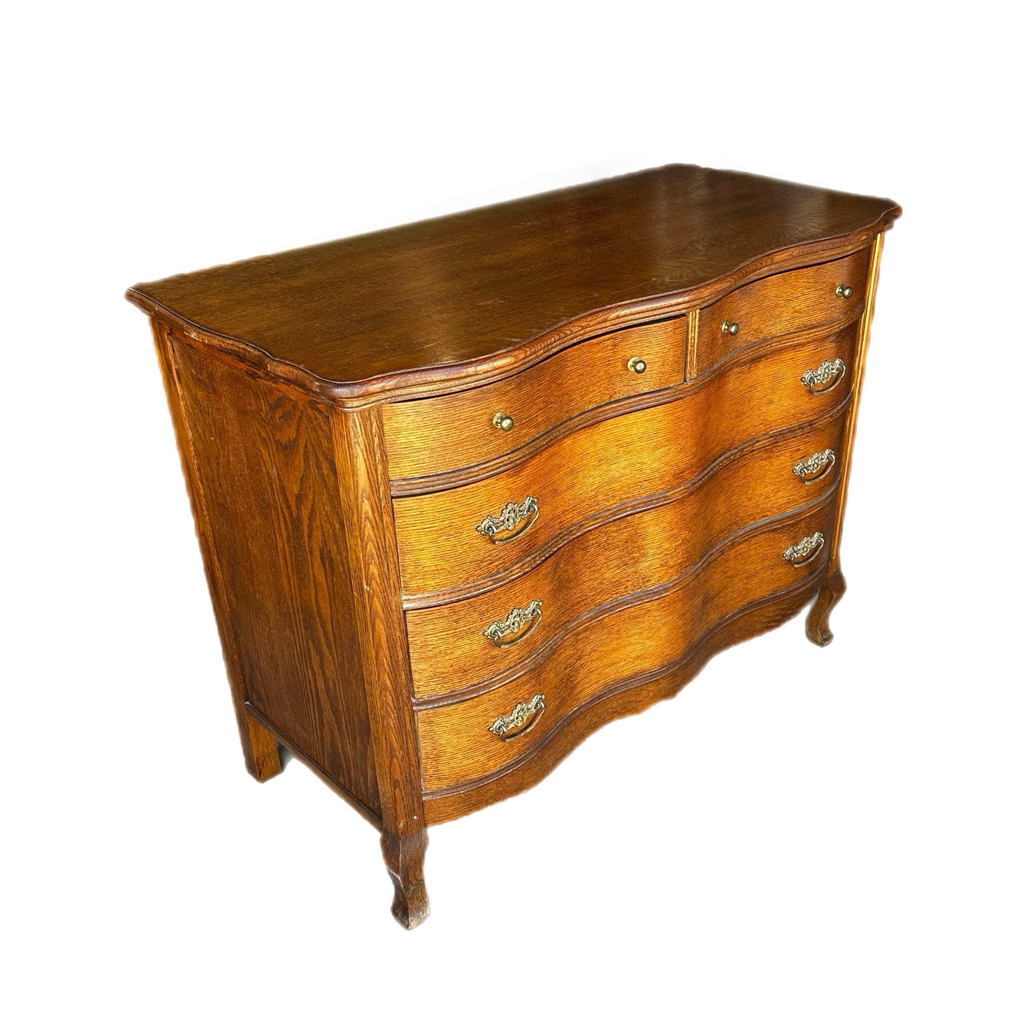SOLD SOLD SOLD Do Not Purchase** Customize Restore/Paint Vintage Antique Serpentine French Solid Oak Chest of Drawers Dresser Mirror Small