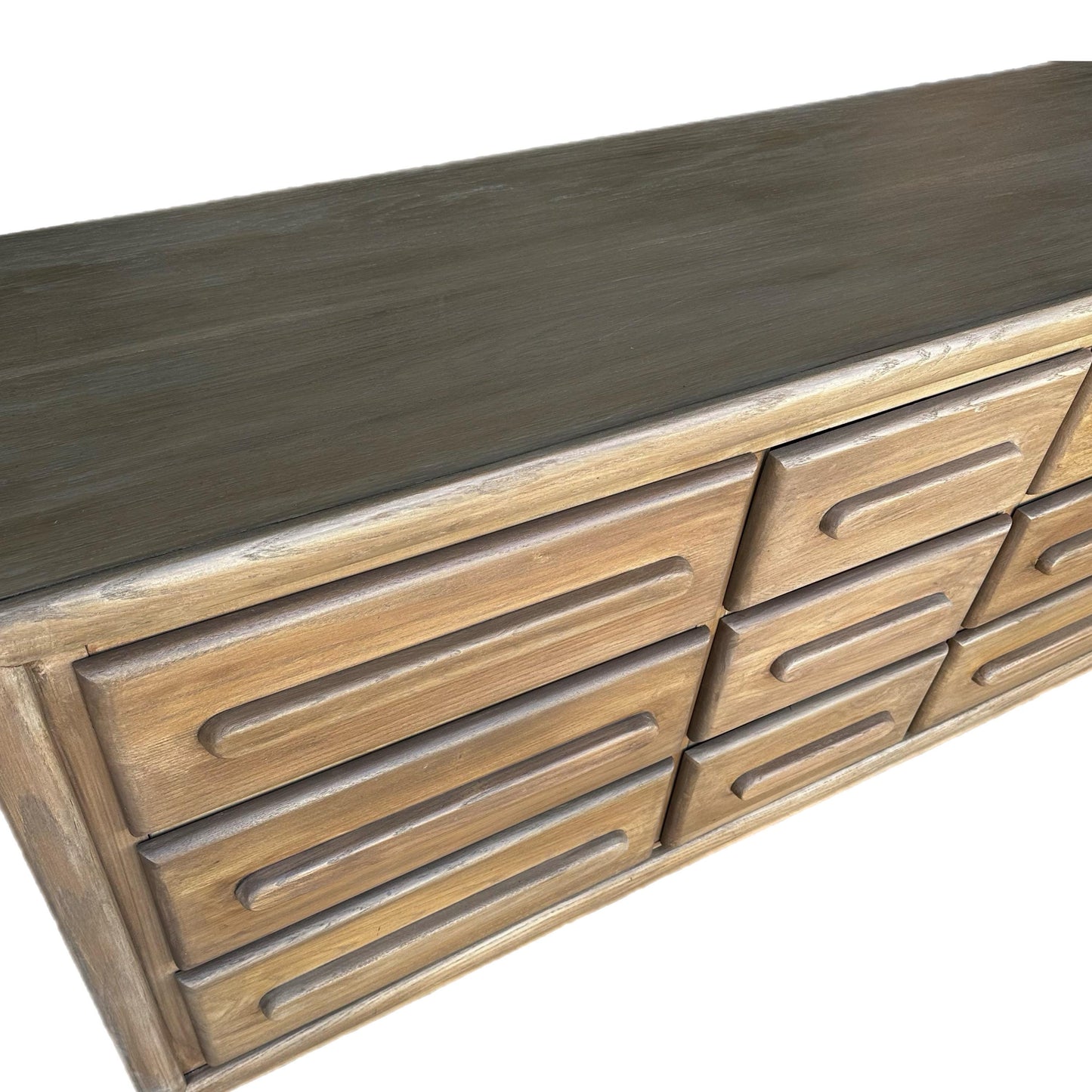 FREE SHIPPING *** Vintage MCM Mid Century Modern Solid Oak Natural light wood 9 drawer Dresser cabinet Tv stand Buffet Credenza Minimalist