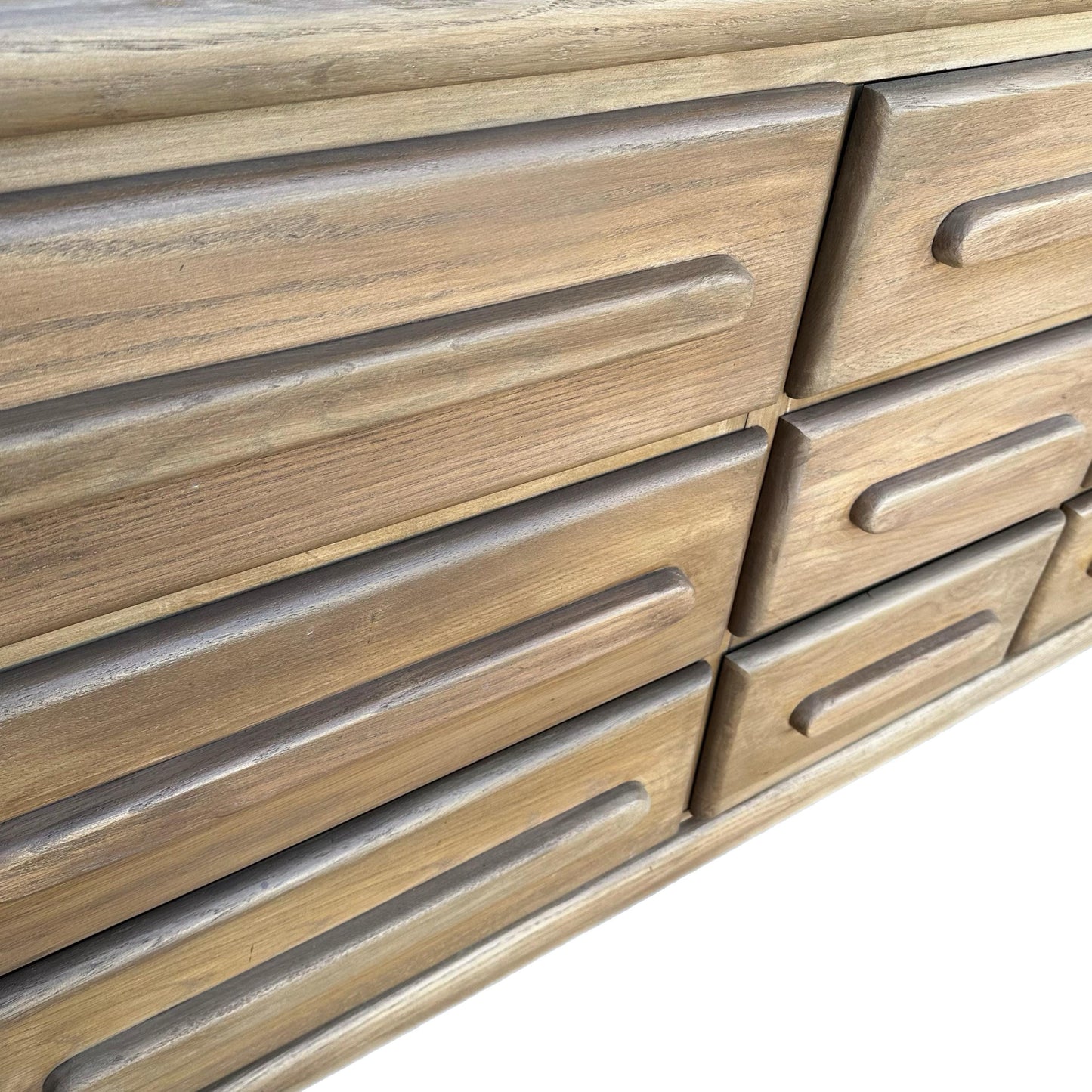 FREE SHIPPING *** Vintage MCM Mid Century Modern Solid Oak Natural light wood 9 drawer Dresser cabinet Tv stand Buffet Credenza Minimalist