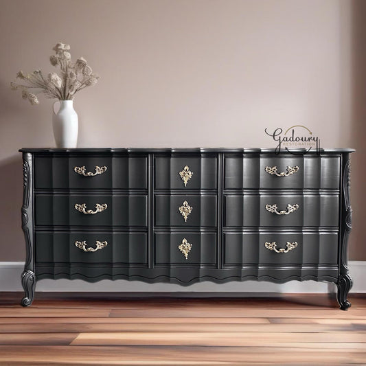 SOLD SOLD SOLD  French Boardier Vintage Antique French Provincial Wood Chest of Drawers Long Do Not Buy- Example of Previous Work