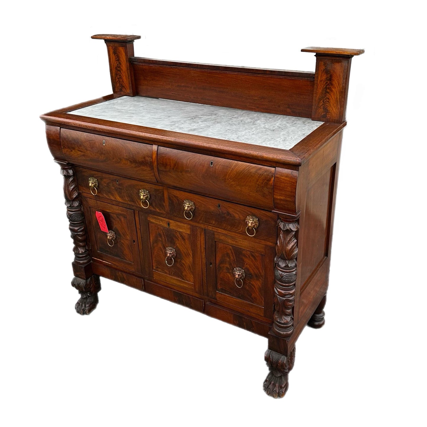 RESTORE/PAINT***free shipping ** Vintage Antique Empire Clawfoot Lion Burl Solid Wood Carved Chest of Drawers Server Granite Dresser Buffet