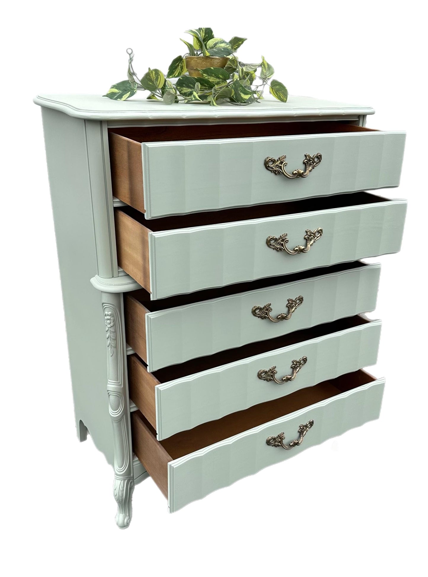 Sold Sold Sold - Do NOT purchase- Can Replicate Blue Green French Antique French Provincial Wood Chest Tall Hollywood Glam Shabby Chic