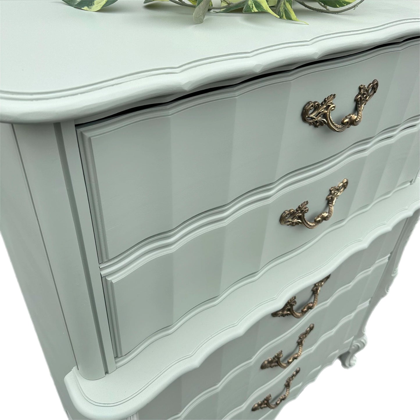 Sold Sold Sold - Do NOT purchase- Can Replicate Blue Green French Antique French Provincial Wood Chest Tall Hollywood Glam Shabby Chic