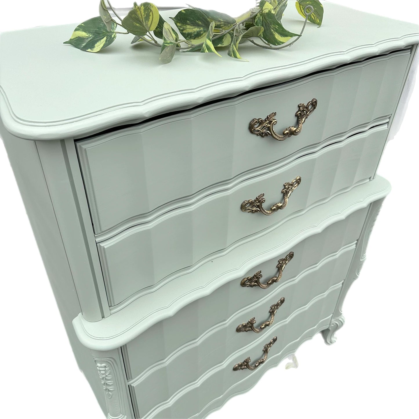 Sold Sold Sold - Do NOT purchase- Can Replicate Blue Green French Antique French Provincial Wood Chest Tall Hollywood Glam Shabby Chic