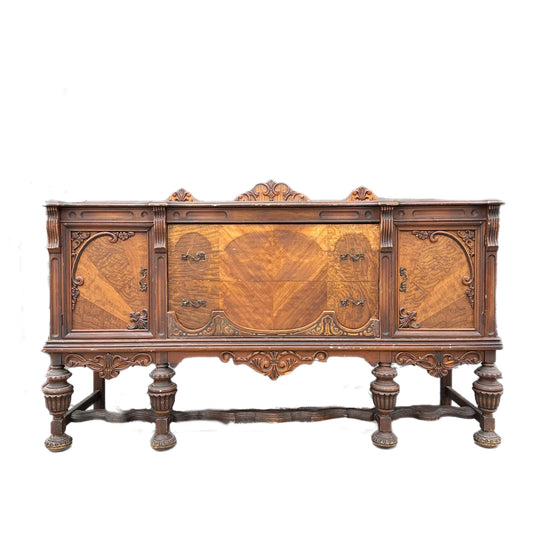 RESTORE/PAINT Customize** Antique Vintage Solid Wood Jacobean Gothic Ornate Buffet Cabinet Table Credenza Accent piece Victorian 1900s