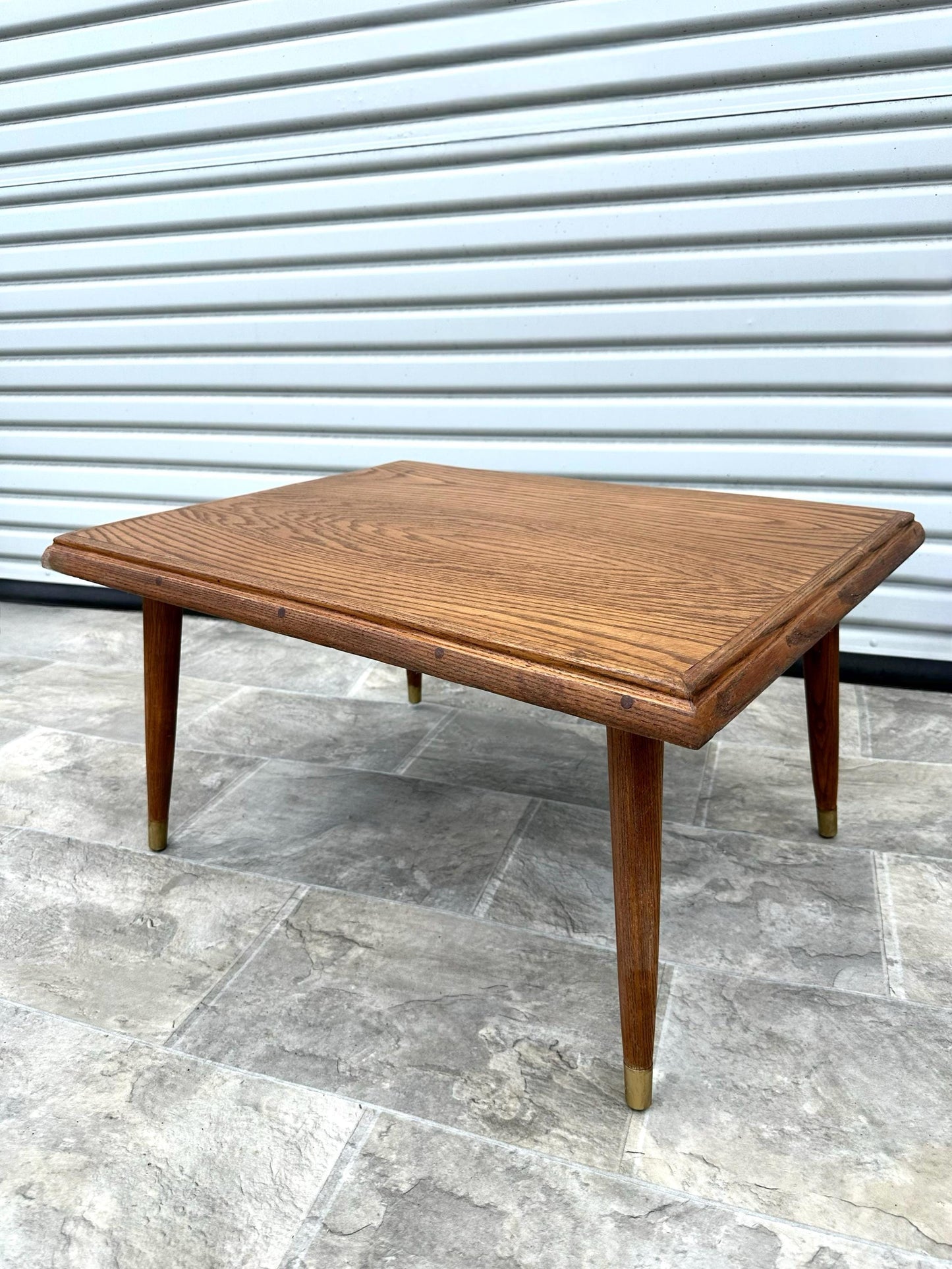 FREE SHIPPING ** Solid Wood Mid Century Modern MCM Vintage Antique Gold Tapered Legs Small Coffee Table Side table Accent Table