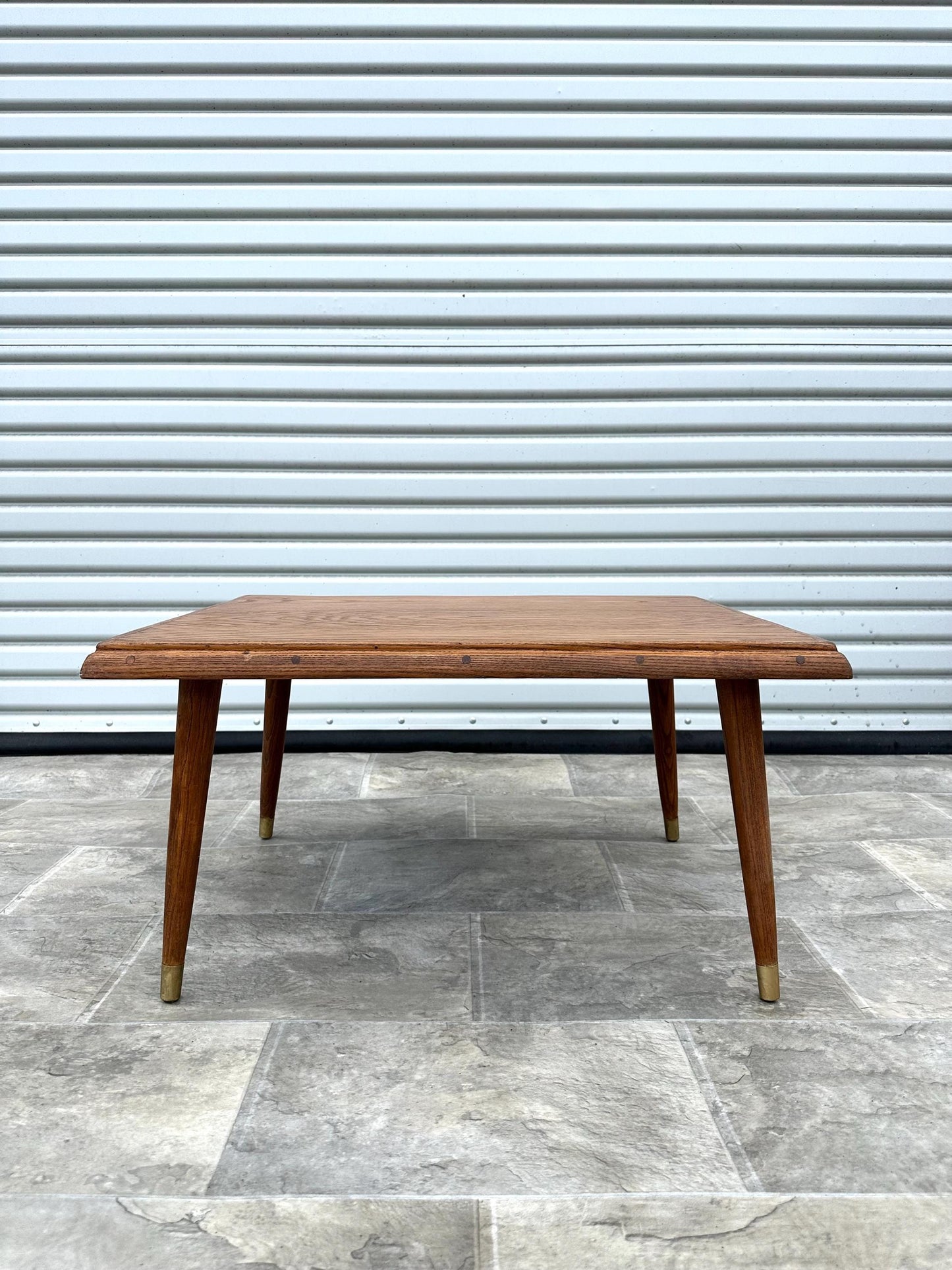 FREE SHIPPING ** Solid Wood Mid Century Modern MCM Vintage Antique Gold Tapered Legs Small Coffee Table Side table Accent Table