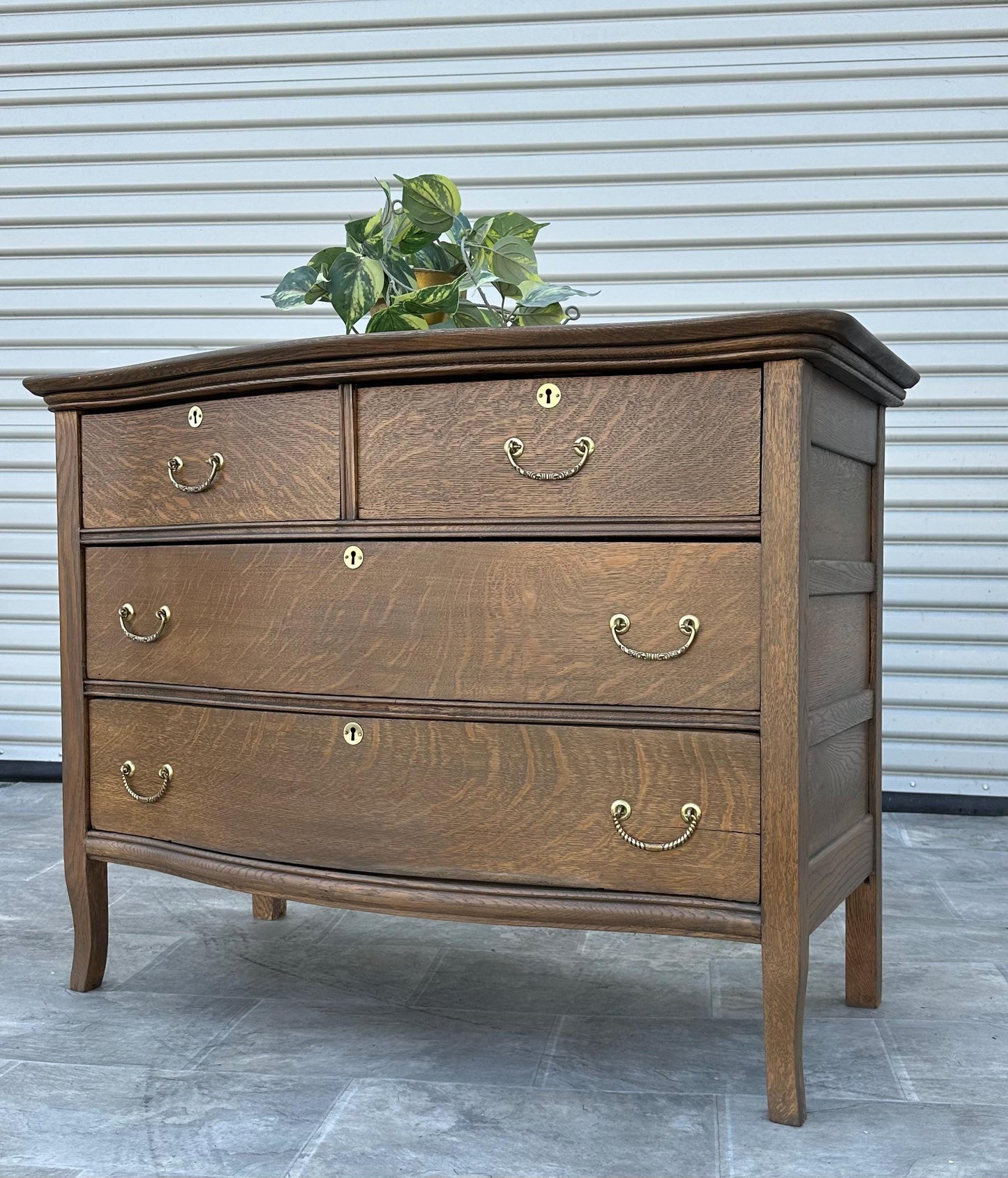 Antique Vintage Victorian Solid Tiger Oak Wood Vanity Wash Stand Bathroom Cabinet Storage Dresser Chest