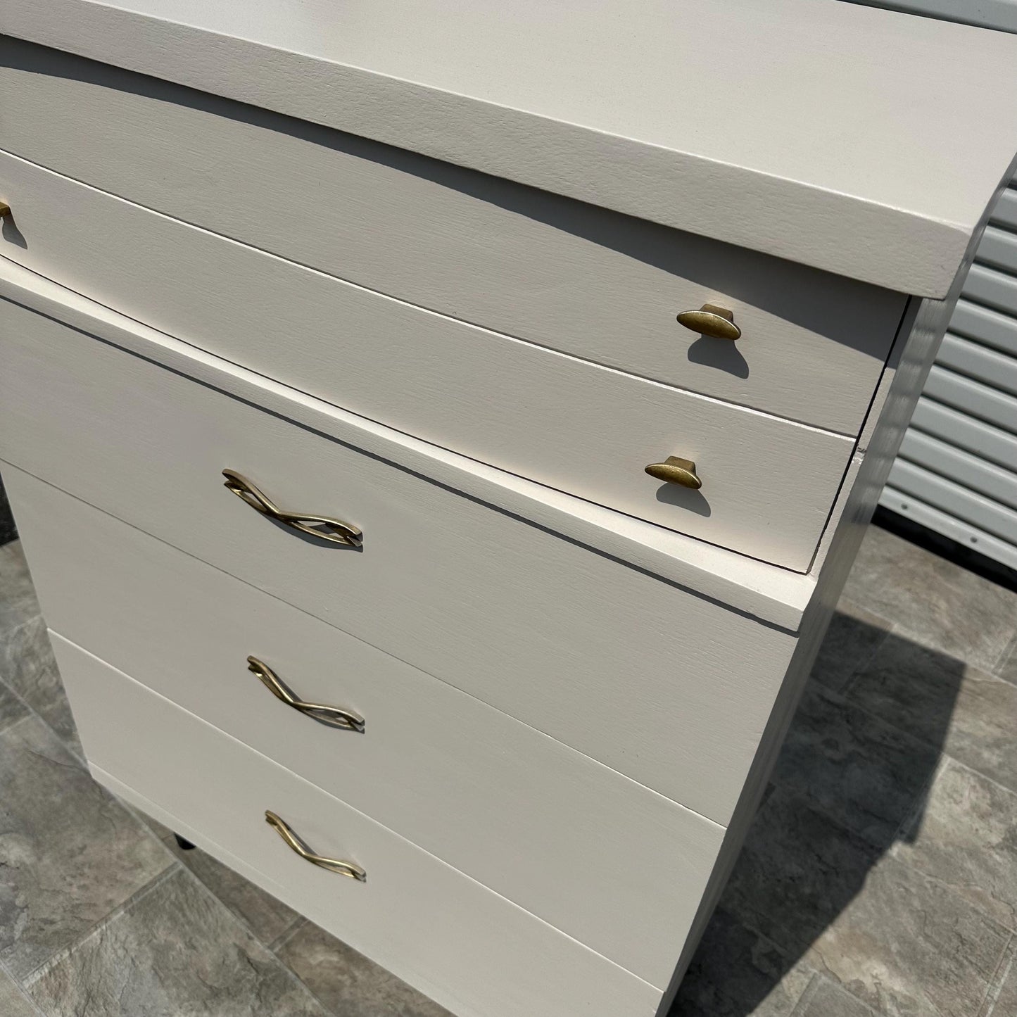 SOLD SOLD Do Not Purchase* Mid Century Solid Wood Cream White Wood MCM Retro Modern Chest of Drawers Tall Dresser