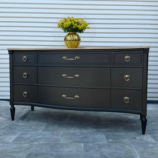 Sold Sold Sold*** Do NOT Purchase - Read Description Wood 9 drawer Mid Century MCM Long Black Modern Antique Vintage Dresser Buffet Credenza