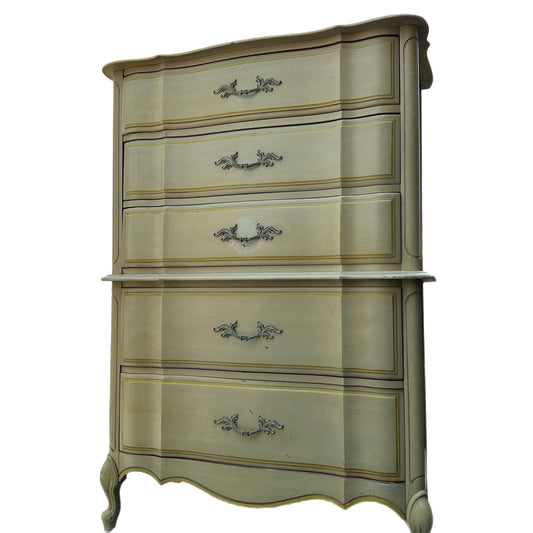 Customize/Paint** Glam Boardier French Provincial Solid Wood High Boy Tall Chest of drawers Antique Vintage Dresser Cabinet
