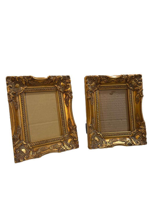 Antique Vintage Gold Gilt Baroque Ornate French Louis SET OF 2 Picture Frames Wood Frame