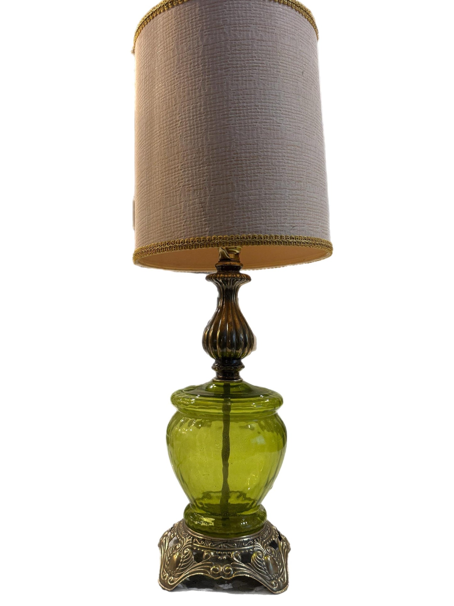 EF & EF INDUSTRIES Vintage Retro Mid Century Modern Hollywood Regency Green Table Lamp 1972 #539X