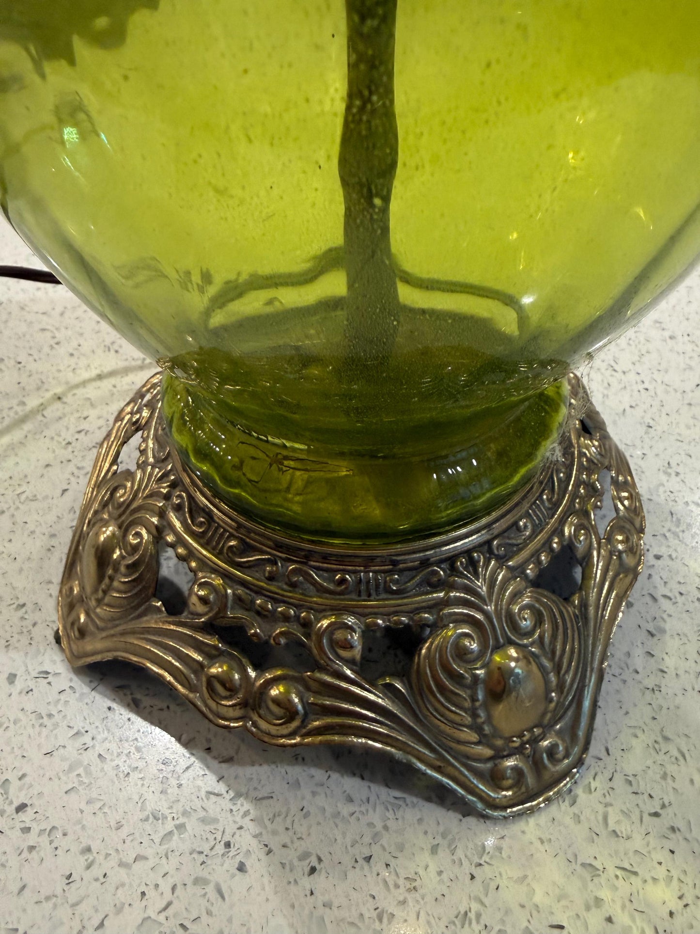 EF & EF INDUSTRIES Vintage Retro Mid Century Modern Hollywood Regency Green Table Lamp 1972 #539X