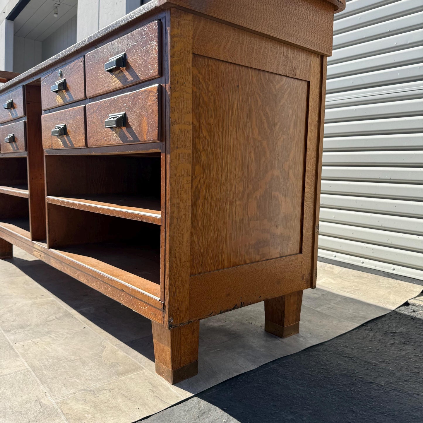Free Shipping **** Large Solid Wood Vintage Antique Hotel Reception Desk Store Front Table Display Desk Tiger Oak Mailbox Cabinet Buffet