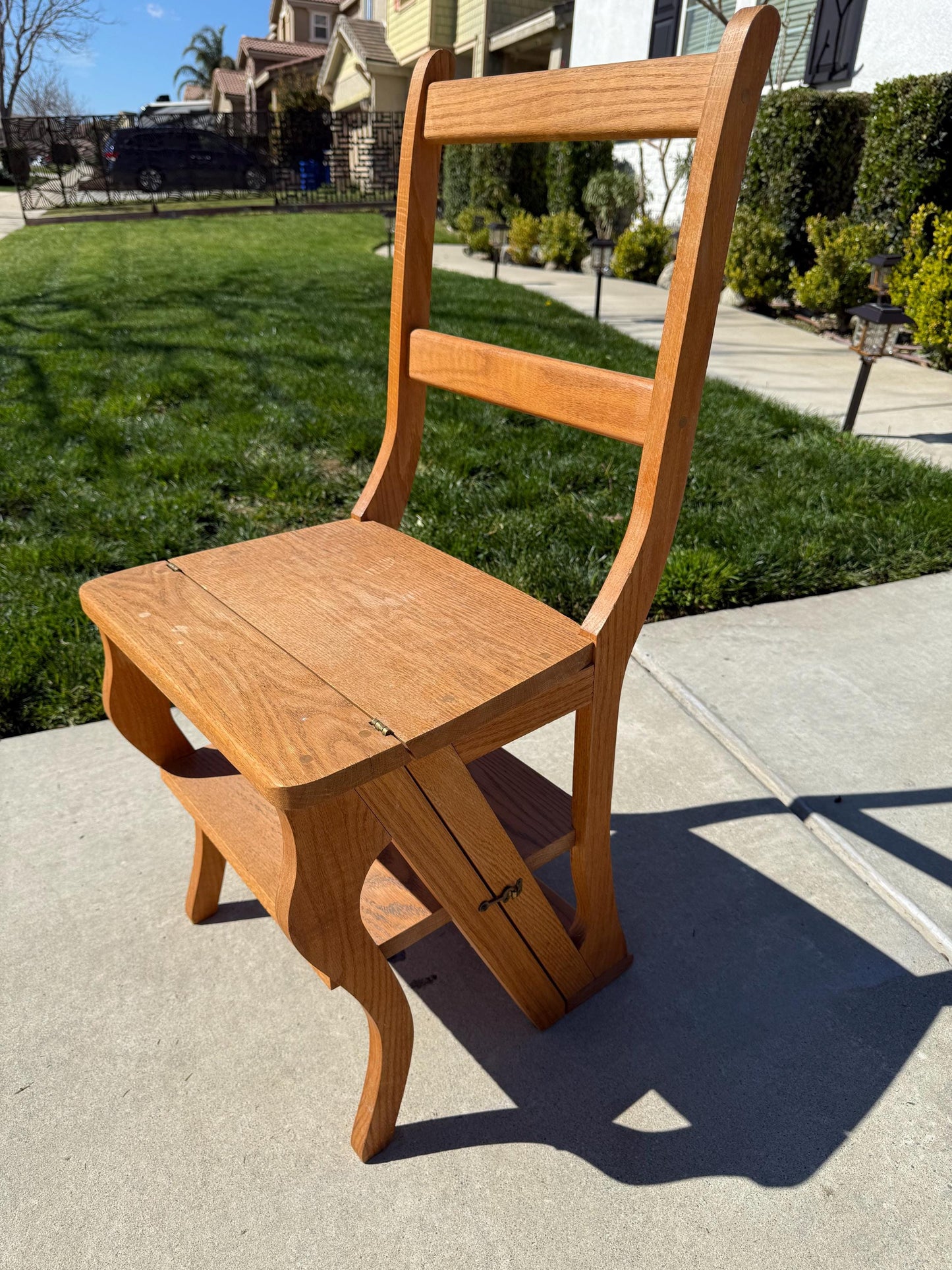 Antique Vintage Chair Ladder Turn of the Century Dutch Colonial Step Stool Chair Step Ladder
